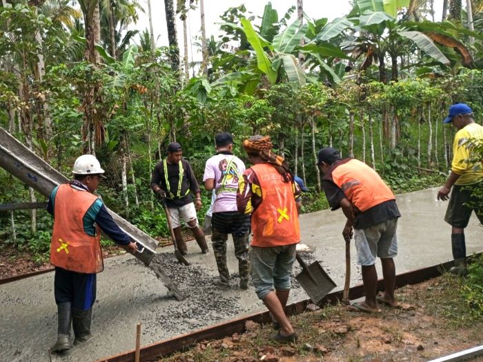 Pemdes Kandangan Laksanakan Pembangunan Jalan Rabat Beton