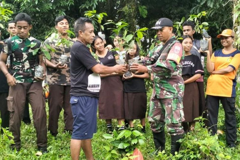 Satgas TMMD Kodim 1504/Ambon Tanam 1.000 Bibit Pohon Pala